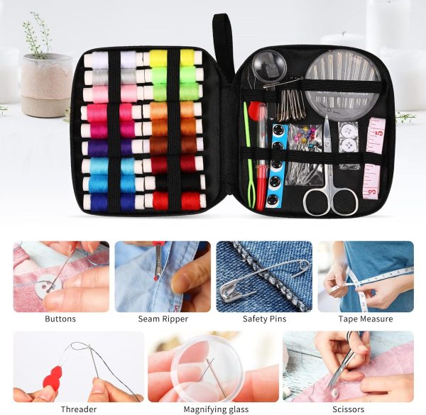 Sewing Kit Basic,Marcoon Needle and Thread Kit with Sewing Supplies and Accessories for Adults,Kids,Beginner,Home,Travel,Emergency Including Scissors,Measure Tape,Needle Threader and More - Image 3