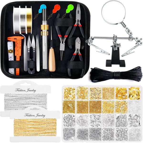 shynek Jewelry Making Kits for Adults, Jewelry Making Supplies Kit with Jewelry Making Tools, Earring Charms, Jewelry Wires, Jewelry Findings and Helping Hands for Jewelry Making and Repair