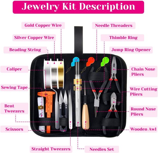 shynek Jewelry Making Kits for Adults, Jewelry Making Supplies Kit with Jewelry Making Tools, Earring Charms, Jewelry Wires, Jewelry Findings and Helping Hands for Jewelry Making and Repair - Image 2