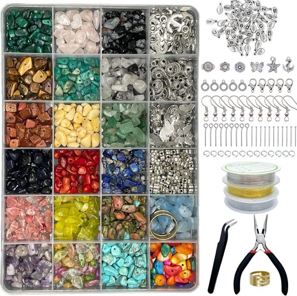 Xmada Jewelry Making Supplies Kit - 1587 PCS Beads, Crystal Beads, Jewelry Pliers, Beading Wire, Earring Hooks, Rings, Bracelets for Girls and Adults